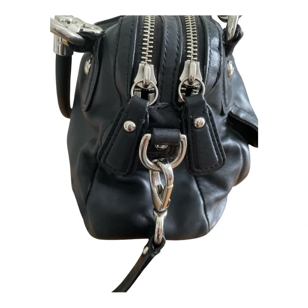 Coach Kristen Black Leather Satchel Shoulder Bag | Silver Hardware | Classic Des